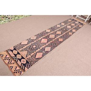 Alfombra Vintage de 2.2x11 pies, Alfombra Turca con Diseño Floral Azul - Product Image 2