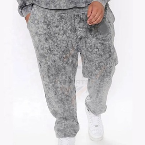 Unisex Casual Solid Acid Wash Cotton <b>Polyester</b> <b>Hoodie</b> Jogger Tracksuit with Custom Logo - Product Image 3