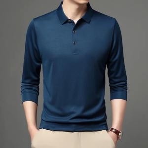 Camiseta informal de manga larga de algodón 100% para hombre, cuello sólido, transpirable, para Polo para primavera y otoño - Product Image 4