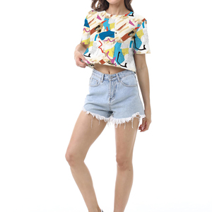 เสื้อยืดคอป180gs 95% สำหรับผู้หญิง100% คอตตอนคอกลมธรรมดาคอกลมเสื้อครอปออกแบบได้ตามต้องการ - Product Image 3