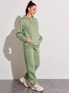 Conjunto Deportivo de Felpa de Algodón Extra Grande para Mujer, Transpirable, Suave, a la Moda, Sudadera y Pantalones para Damas - Product Image 5