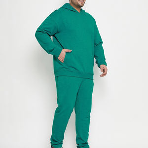 ชุดวอร์มผ้าฟลีซผ้าฝ้าย100% สำหรับผู้ชายชุดฝึกวิ่งมีฮู้ดแบบกำหนดเองดีไซน์ใหม่ฤดูหนาวสีทึบพิมพ์ลายสองชิ้น - Product Image 3