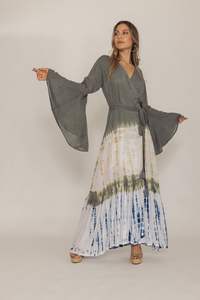 2024 personnalisé été nouveauté femmes robes de haute qualité mode col en v boutons dames ange manches Sexy longues robes décontractées - Product Image 5