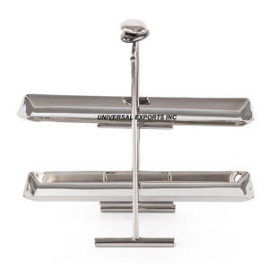 Plateau à chocolat en métal plaqué or Vaisselle rectangulaire Plateau à chocolat décoratif Plateau à chocolat de luxe à deux niveaux - Product Image 5