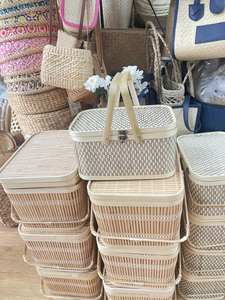 ตะกร้าไม้ไผ่หวายพร้อมฝาปิด เหมาะสําหรับเก็บเสื้อผ้าและของใช้ในโรงแรม สไตล์คลาสสิก/ ตะกร้าผักตบชวา 99GD - Product Image 2