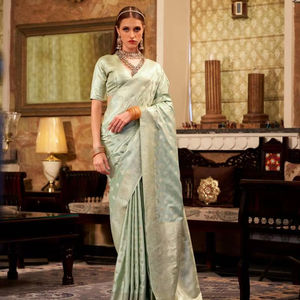 Colección exclusiva de Sari elegante de seda satinada suave dorada disponible a precio mayorista, ideal para ropa de fiesta - Product Image 1