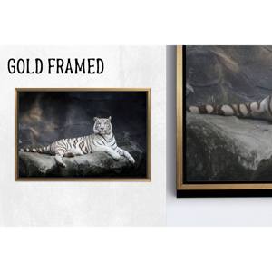 Art mural animalier minimaliste : toile imprimée Tigre Blanc, 1P Goldframedcanvas - Product Image 1