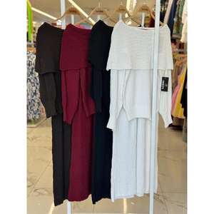 Ensemble jupe décontractée Madonna 10078 avec col en tricot respirant pour la saison automnale - Product Image 1