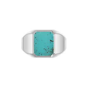 Bague en argent sterling 925 pour homme, classique, sertie de turquoise, octogone, faite à la main, cadeau unique pour lui, anniversaire, fête - Product Image 1
