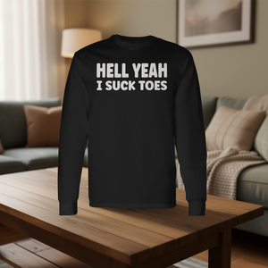 Camiseta de manga larga con estampado de meme llamativo: Hell Yeah I Suck Toes - Product Image 3