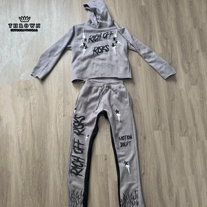 Producto de tendencia 2024 Top casual boxy chándal para hombre Custom Acid Washed Vintage impreso diseños multi color Fancy streetwear - Product Image 2