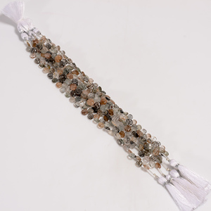 Natural Multi Rutilo Cuarzo Forma de corazón Piedra preciosa Lisa 8 pulgadas de longitud Multi Rutilo Cuarzo Cuentas, Cuentas de piedras preciosas - Product Image 1