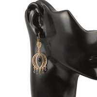Boucles d'oreilles chandelier vintage en or massif 22 carats avec pendentif saphir |   Bijoux turcs faits à la main