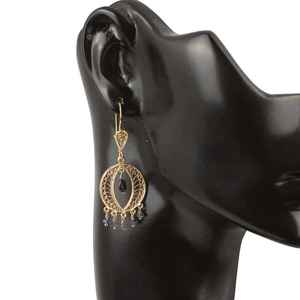 Pendientes Colgantes Vintage Chapados en Oro de 22K con Motivo Circular, Zafiro y Filigrana, 8.52g, para Bodas y Fiestas - Product Image 3