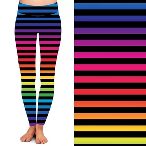 Leggings de yoga pour femmes à taille haute, rayés, longueur cheville, logo sur la jambe droite, fermeture élastique à la taille, respirant, séchage rapide, 220g - Product Image 3