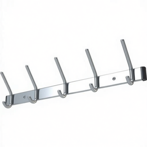 Wall-Mounted Coat Rack Aluminum F1 Natural 9 Hat & 9 Coat <b>Hooks</b> 1300mm Length 150mm <b>Hook</b> Spacing - Product Image 3