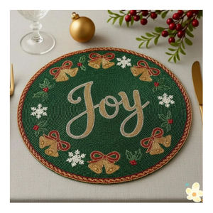 Hot Selling 2026 Handmade Beaded Placemat <b>Christmas</b> handmade beaded place <b>mat</b> Dining Placemat for LuxuryTable Settings - Product Image 6