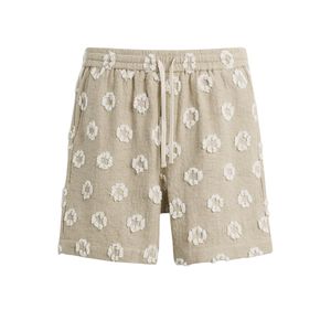 Short d'été décontracté pour hommes Pantalon à taille élastique brodé de fleurs Vêtements à la mode tissés respirants-Vente en gros - Product Image 3