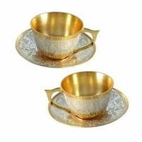 Cafetière de style indien en laiton doré de qualité supérieure, écologique, avec des ensembles de thé au design arabe