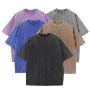 เสื้อยืดผ้าคอตตอน100% สำหรับผู้ชายเสื้อล้างหินโอเวอร์ไซซ์สีไม่ซีดมีโลโก้สไตล์วินเทจ - Product Image 1