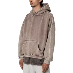 Sudadera con capucha de tendencia de moda personalizada, lavada con ácido sudadera de algodón de felpa de gran tamaño, sudadera con capucha de peso pesado para hombres y mujeres - Product Image 3