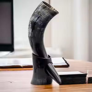 Corne de buffle naturelle artisanale authentique pour boire, avec support en corne, pour bière, vin, corne viking par saniya handicraft - Product Image 3