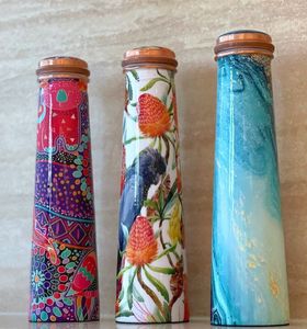 AALIYAN IMPEX Bouteilles d'eau écologiques en cuivre imprimé élégant de qualité supérieure de 1000ml Poignée à main Eau bouillante Applicable Party - Product Image 6