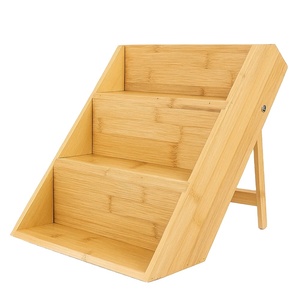 Organisateur d'épices mural en bambou à 3 niveaux 35x25cm, étagère de cuisine moderne pliable multifonctionnelle - Product Image 4