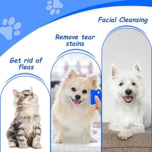 Professional 2-Pack Stainless Steel Eye Comb Gentle Round-Head Groom for Cats and Dogs Tear <b>Stain</b> & Flea Lice <b>Remover</b> - Product Image 3