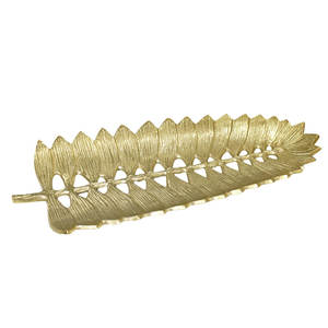 Plato para servir de metal con forma de hoja de gran venta con un diseño moderno elegante y pulido perfecto para servir comida - Product Image 1