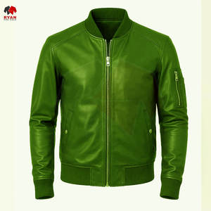 เสื้อแจ็คเก็ตหนังผู้ชาย สีพื้น หนังแท้ ดีไซน์โดดเด่น ไซส์ใหญ่ ผู้ผลิต OEM ODM - Product Image 6