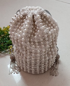 Bolso de boda de lujo brillante para mujer, pochette de noche con perlas bordadas - Product Image 1