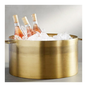 2025Attractive Golden Copper Finished Stainless Steel Ice Bucket Manufacturer Customized Fancy Design <b>Champagne</b> Metal Ice Bucket - Product Image 1