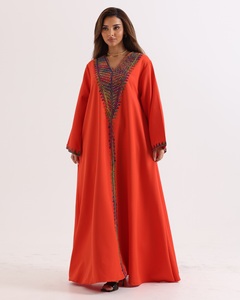 Vente en gros Abaya de luxe personnalisée en satin pour femmes Petite robe turque islamique avec manches à volants Abaya de style Dubaï pour musulmanes - Product Image 2