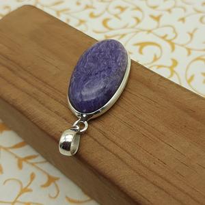 925 Sterling Silver <b>Unique</b> Handmade Natural Charoite Pendant Bezel Setting Purple Oval Charm Fine Jewelry <b>Gift</b> <b>for</b> <b>Her</b> Children - Product Image 5