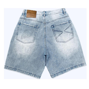 Parches bordados desgastados de cintura alta personalizados pantalones cortos de mezclilla estampados lavados a la piedra para hombres y mujeres pantalones holgados de verano OEM Formal - Product Image 6