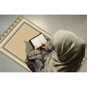 Alfombra de Oración Verde: Elegante Regalo Musulmán, Diseño Decorativo, Alfombra Estampada, con Pelo Suave - Product Image 4