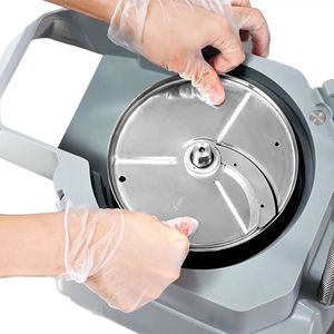 Machine de préparation de légumes compacte professionnelle - 735W - incl. 4 disques de découpe/râpeurs - Acier inoxydable - Couvercle rabattable - Product Image 6