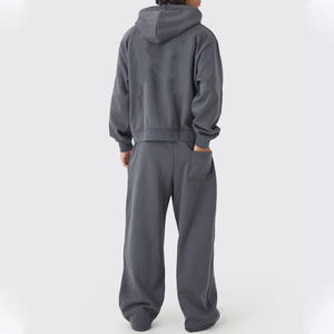 Vente en gros de survêtements en molleton 350 GSM, poids lourd, logo 3D, ensembles de jogging 2 pièces, col à capuche, 100% coton, survêtements en molleton pour hommes, hiver - Product Image 2