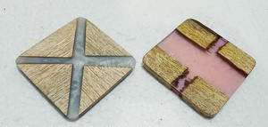 Best Quality Classic Style <b>Wood</b> and Epoxy Resin Coasters Wooden Resin <b>Edge</b> Drink Coffee Coasters - Product Image 3