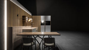 Cuisine moderne entièrement personnalisée, assemblée, finition laquée, bois, couleur noyer, quincaillerie à fermeture douce, 100% fabriquée - Product Image 2