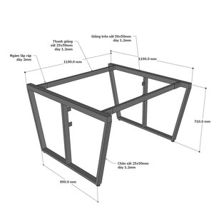 Tables en cluster de style industriel 120x120cm pour 2 personnes, assemblées avec pieds en acier et supports de montage pour panneau de modestie HCTC025 - Product Image 4