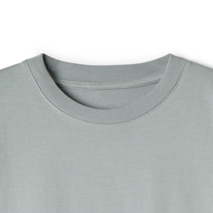 300 GSM 'Neutral Gray' Camiseta Tela pesada Cuello acanalado grueso Algodón orgánico peinado Liso Sin etiqueta - Product Image 6