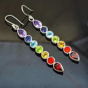Jewelry For Women Silver Boho Style <b>Earrings</b> Jewelry 925 Sterling Silver Multi Stone Gemstone Trending <b>Handmade</b> <b>Earrings</b> Gift - Product Image 2