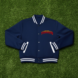 Chaqueta universitaria acolchada de algodón pesado con parche y logotipo bordado personalizado al por mayor para mujer Chaquetas universitarias lisas de talla grande - Product Image 3