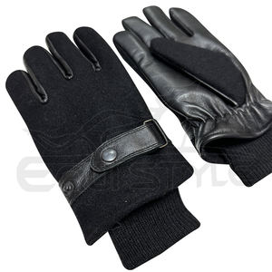 Warm Winter Leather <b>Gloves</b> Black Sheepskin Fleece Blend <b>Touchscreen</b> Windproof Knit Cuff OEM Adult Fashion Cold Weather <b>Gloves</b> - Product Image 3