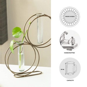 Macetero Redondo Elegante con Marco de Tubo Metálico para Decoración de Sala de Estar, Oficina y Entrada con Estilo Moderno Minimalista - Product Image 6