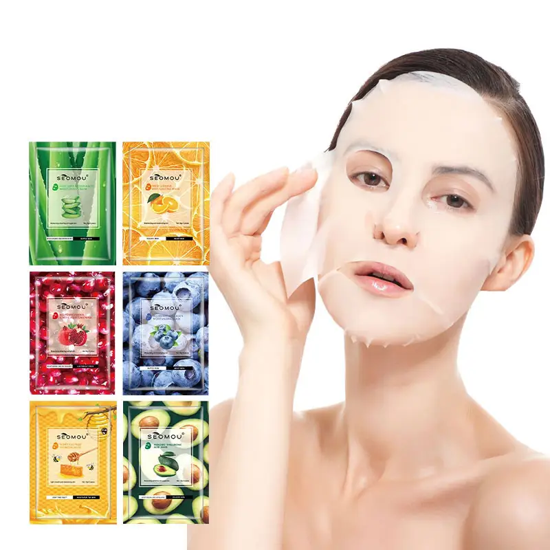 Vente en gros de masques de soins de la peau au thé vert coréen masques en feuille de visage aux fruits et au miel masque de beauté hydratant masque en feuille pelable