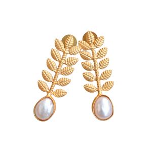 Pendientes de Latón de Moda al por Mayor, Perla Genuina, Cristal Curativo, Chapado en Oro de Alto Pulido, Hipoalergénicos, Seguros de Usar, Venta al por Mayor - Product Image 1