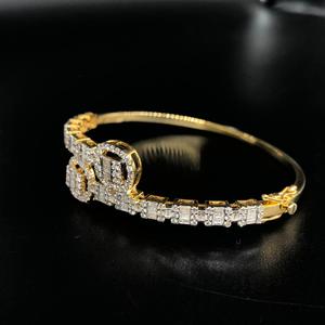 กำไลข้อมือทองคำ10K ที่มีความซับซ้อนกำไลข้อมือกลมและ Baguette เพชรธรรมชาติแท้ - Product Image 3